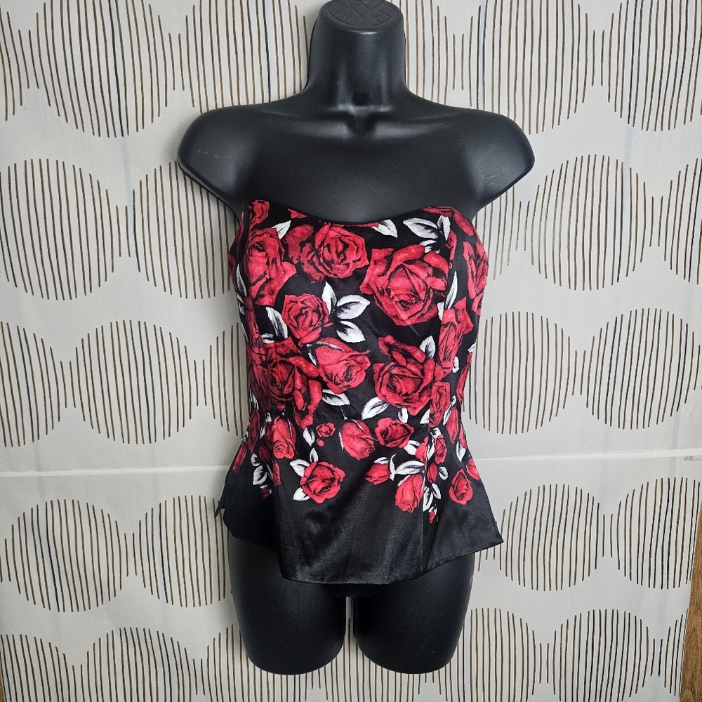 White House Black Market Burgundy Strapless Top
